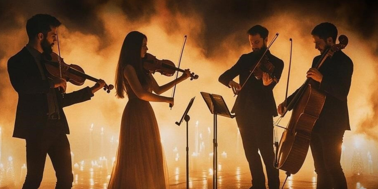 Smyčcový kvartet hudba Bridgerton v divadle Za komínem